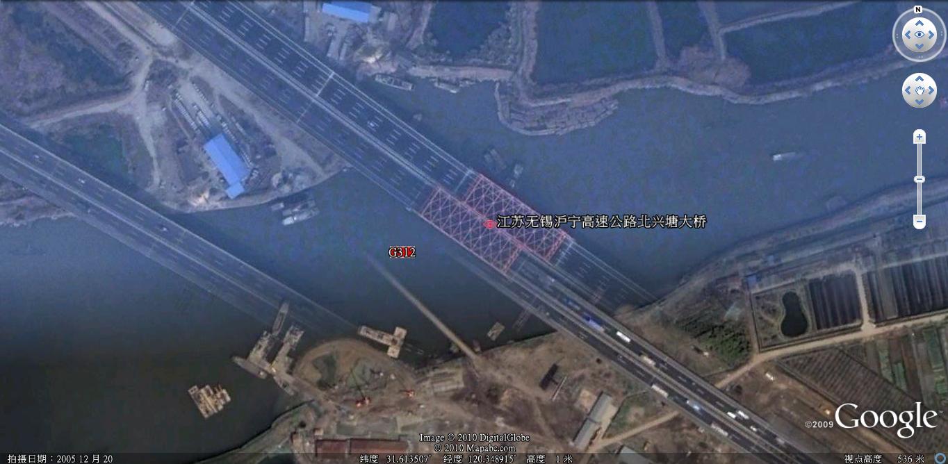 江苏无锡沪宁高速公路北兴塘大桥（GE截图）