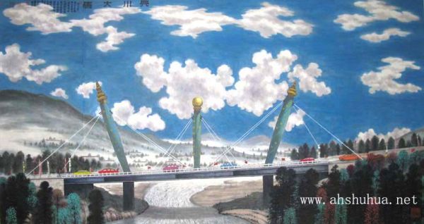 松潘兴川友谊大桥油画--贾德福创作.jpg