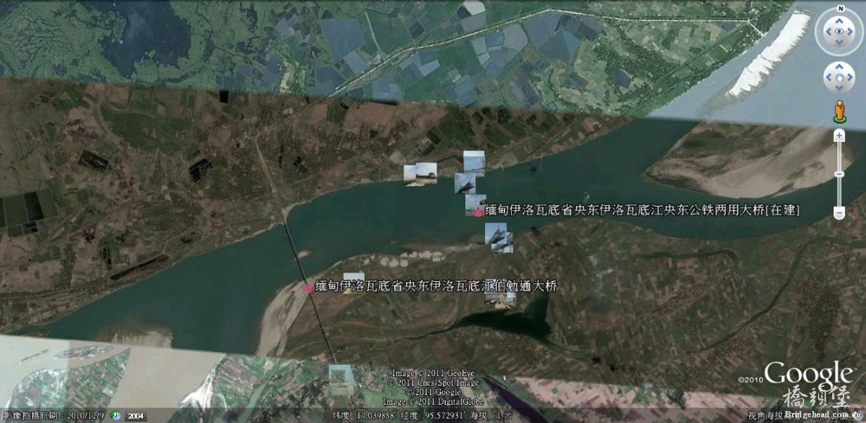 伊洛瓦底江央东公铁两用大桥（Nyaungdon Bridge）-GE影像截图