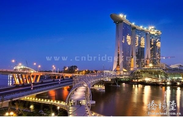 新加坡螺旋大桥（Double Helix Bridge）外观酷似人类DNA，呈螺旋式伸展，是世界上首座双螺旋人行桥