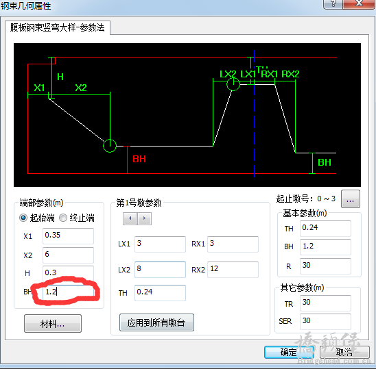 BH设置只能参考箱梁下缘