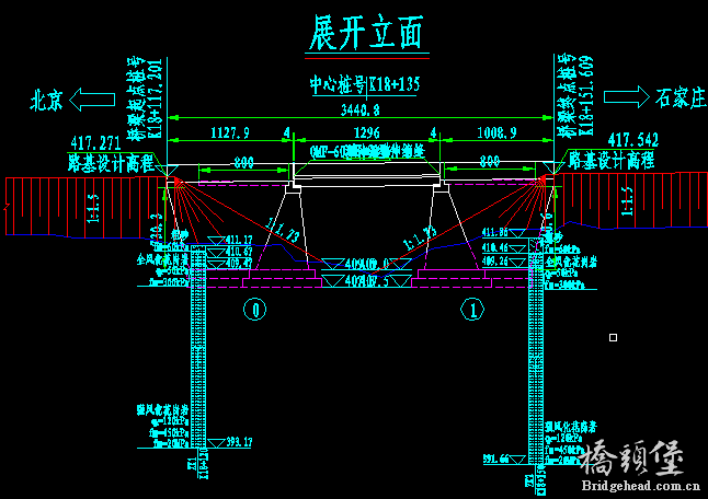 桥型布置立面图