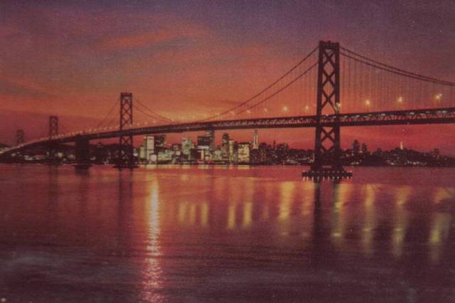 美国奥克兰海湾大桥夜景.jpg